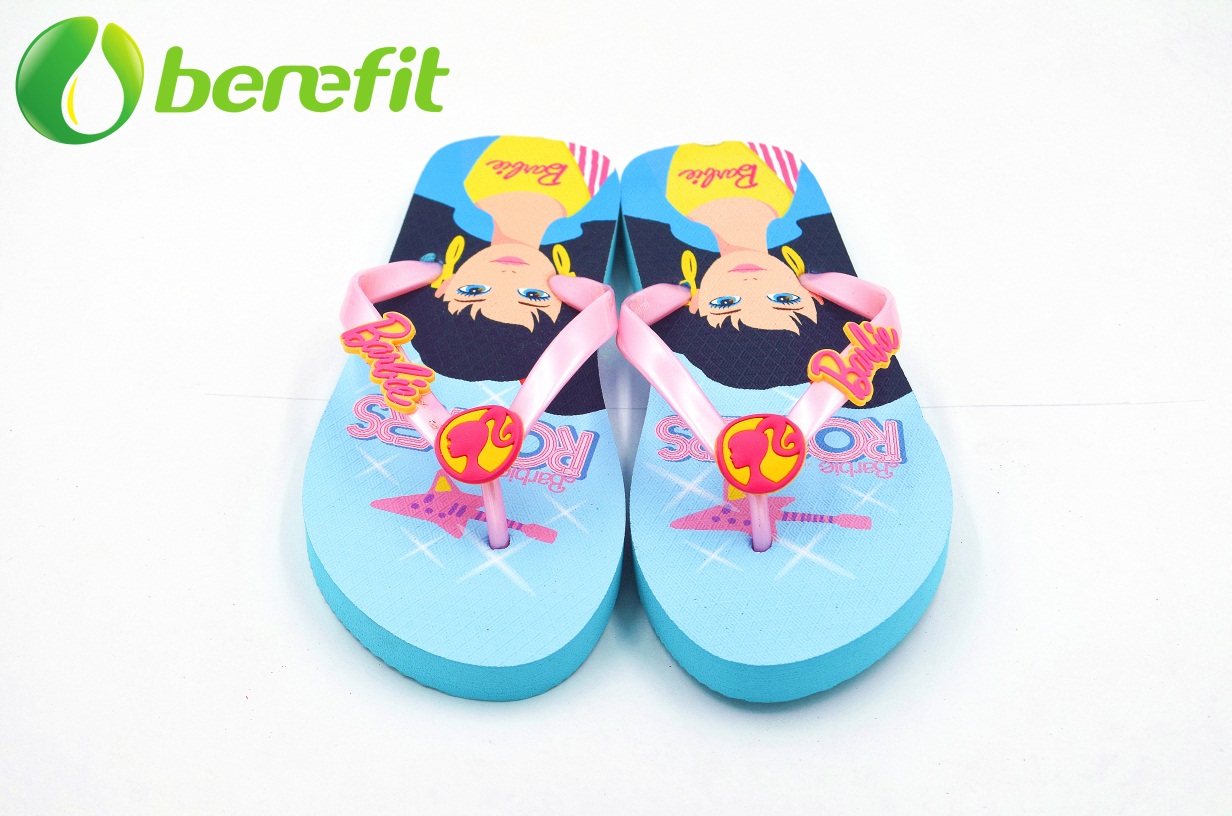 Barbie Summer Girls Printed Flip Flops with PVC Patch on The Strap 
