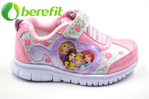 Kids Shoes Girls Style with Princess Design The Pink PU Upper with Size 24-29#