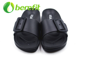 Black Indoor Sandal for Women like Birkenstock Sandal with buckle on the upper 