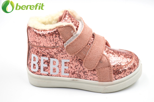 Glitter high-cut winter toddler Shoes with fur inside 
