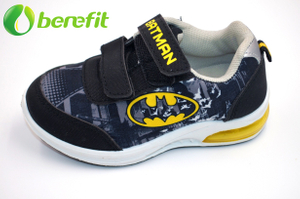 Batman Black Kids Shoes Boy with Lights And Vecro Strap 